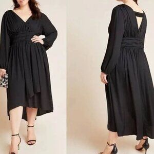 Anthropologie Gwendolyn V Neck Long Sleeve Midi Dress